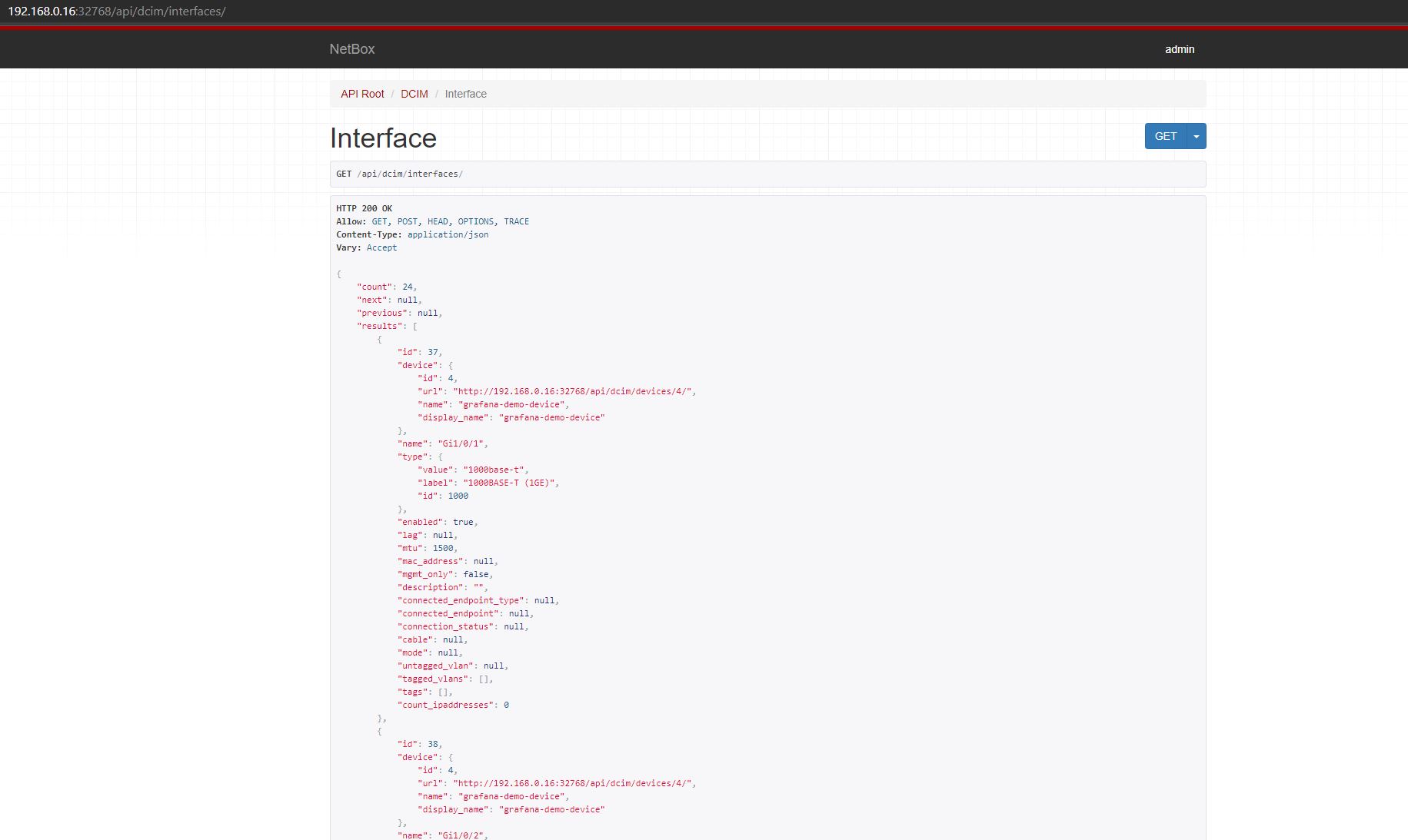 Netbox Interfaces API
