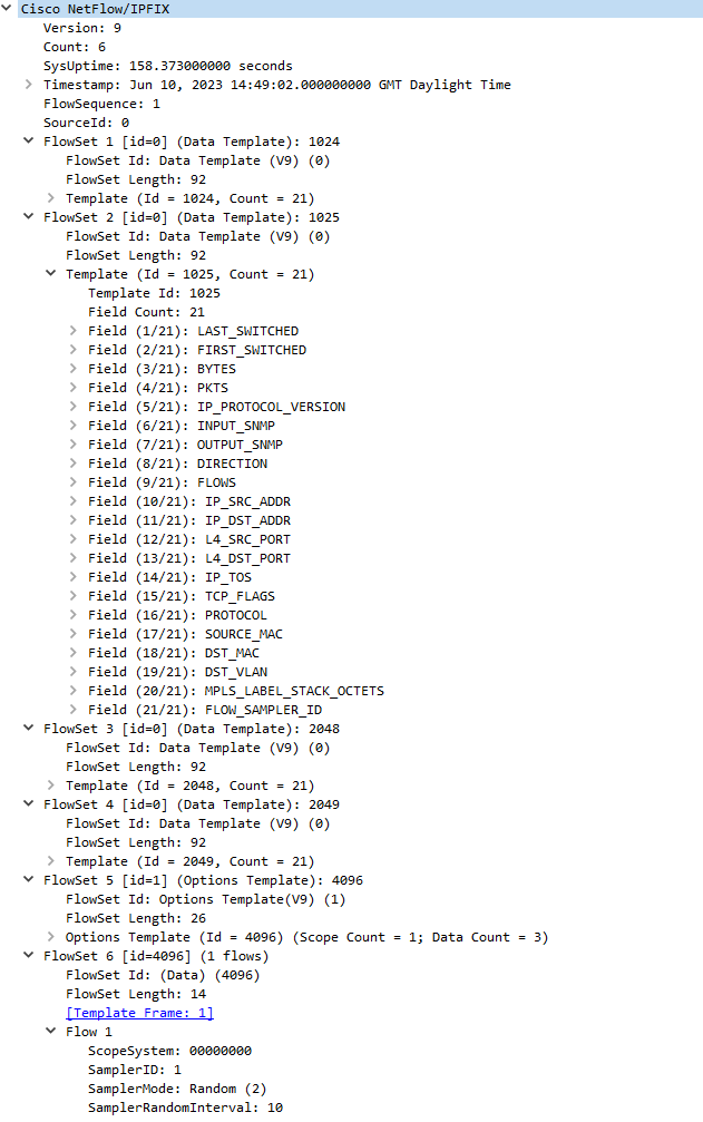 NetFlow Template FlowSet